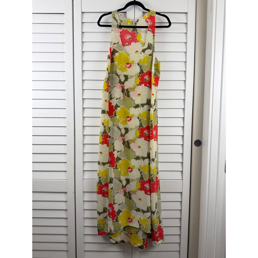 Joie Silk Floral Maxi Dress Women L Multi Sleeveless Scoop Neck High-Low